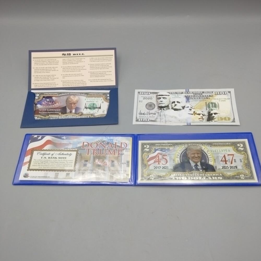Donald Trump Never Surrender $2 Bill 45/47 And Rushmore $100
